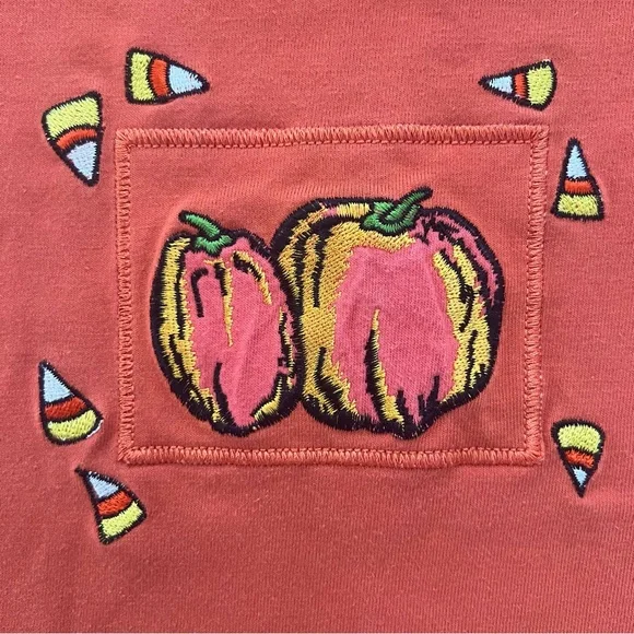 Halloween Pumpkin and Candy Corn Onque Casuals Shirt size M - Picture 3 of 6